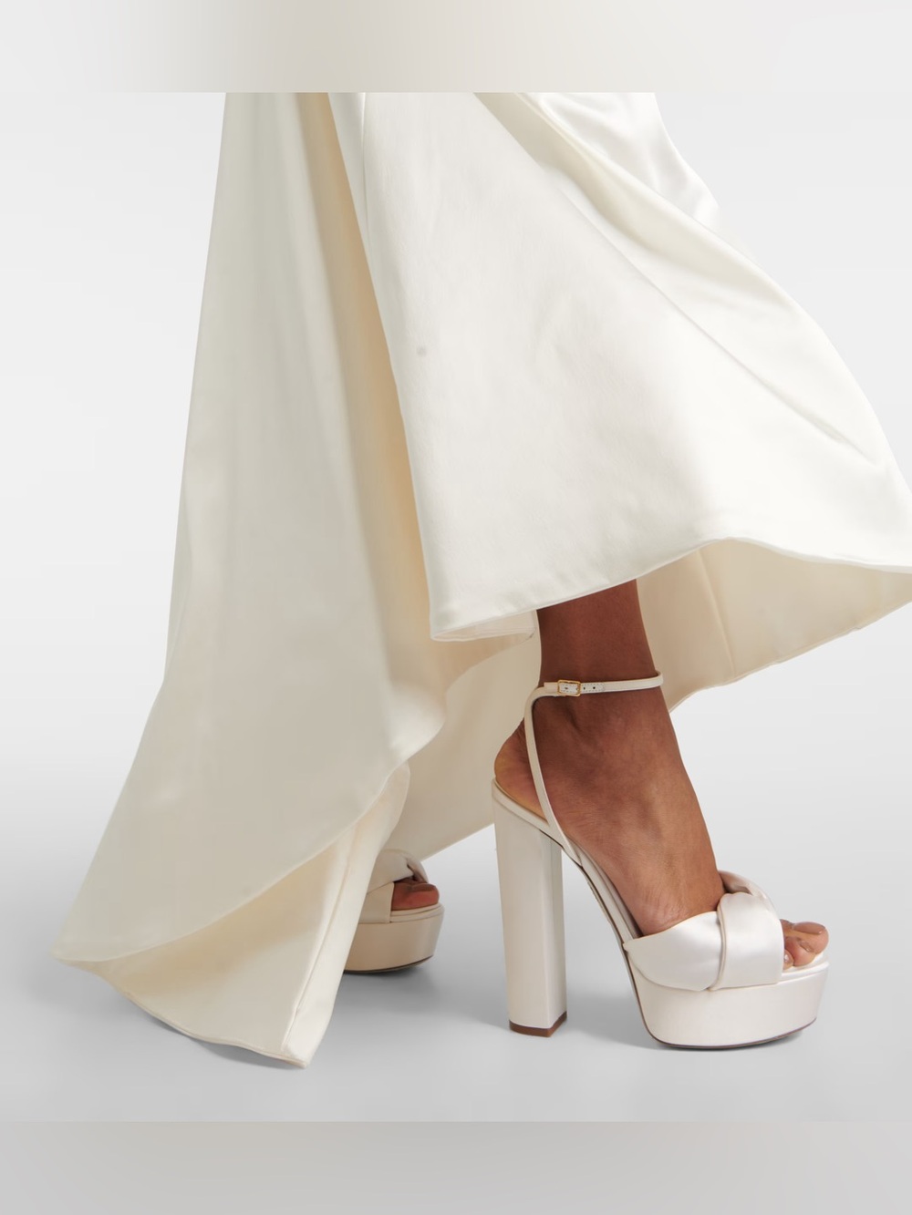 New Size 40 Aquazzura Bridal Olie 140 satin platform sandals white